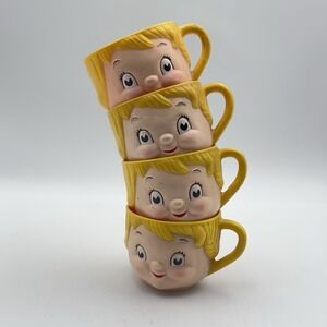 Vintage Campbell‎ Kids Soup Advertising Set 4 Plastic Cup 1970's Dolly Dingle